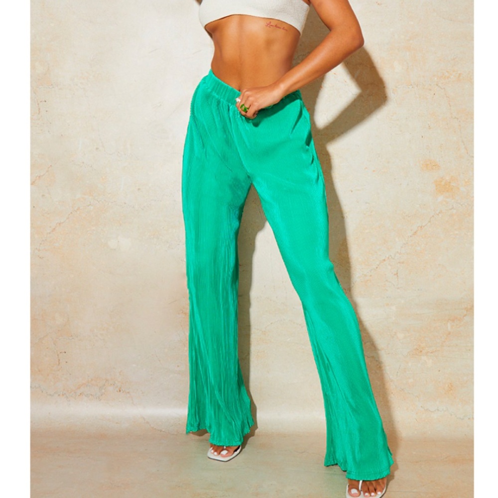 Green Pleated Pants
